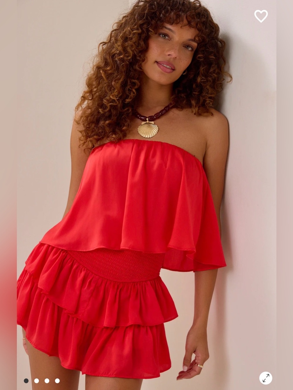Altar'd State Red Strapless Ruffle Romper
